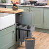 Caple Base Mounted 30L Pull Out Trio Bin
