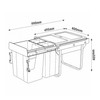 Austen & Co. 40L Pull Out Cupboard Kitchen Bin - 3 Compartments