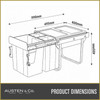 Austen & Co. 40L Pull Out Cupboard Kitchen Bin - 3 Compartments