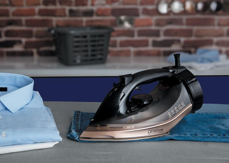 Tower Ceraglide 2800W Steam Iron Black and Gold Laundry Company