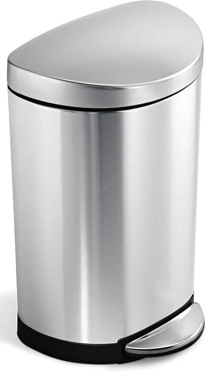 Simplehuman 10 Litre Semi-Round Pedal Bin - Brushed Steel