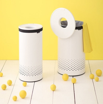 Brabantia 35 Litre White Laundry Bin with White Plastic Lid Laundry