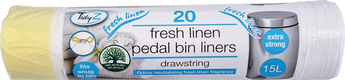 15 Litre Fragranced Pedal Drawstring Binliners - 20 Bags per Roll