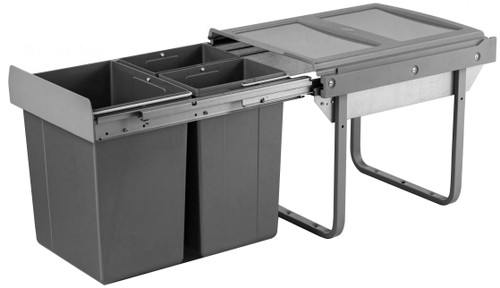 Austen & Co. 40L Built-In Hinged Cupboard Kitchen Bin - 3 Compartments