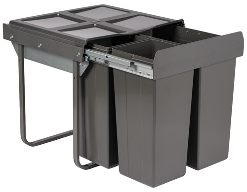 Austen & Co. 68L Built-In Hinged Cupboard Kitchen Bin - 3 Compartments