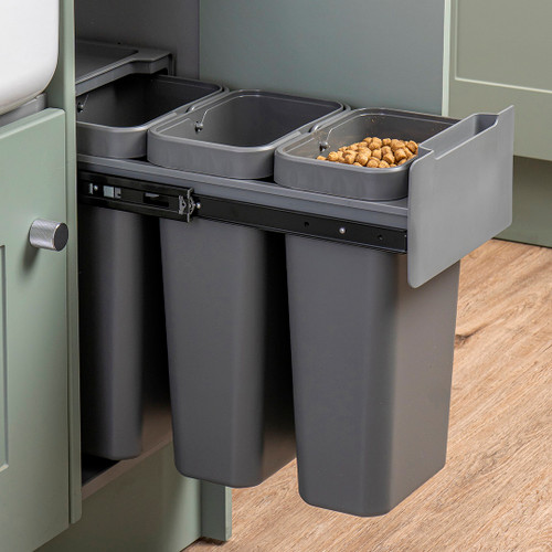 Caple Base Mounted 30L Pull Out Trio Bin
