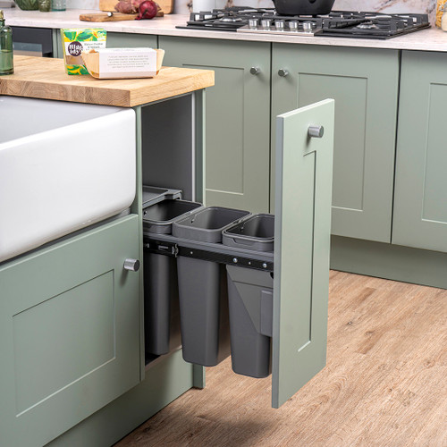 Caple Base Mounted 30L Pull Out Trio Bin