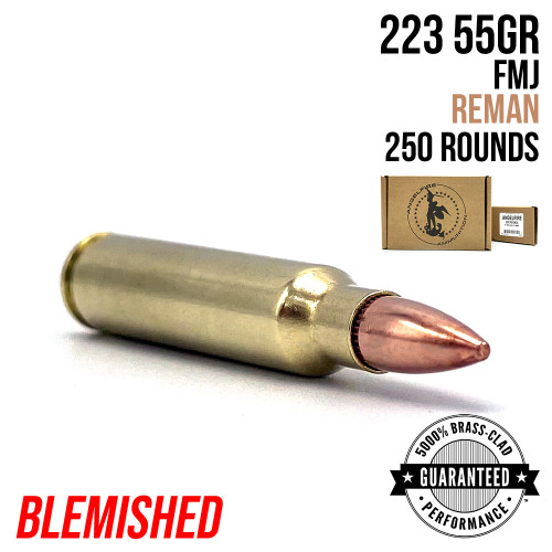 AngelFire .223 Remington 55gr FMJ remanufactured ammunition, 250-round quarter case (blemished)