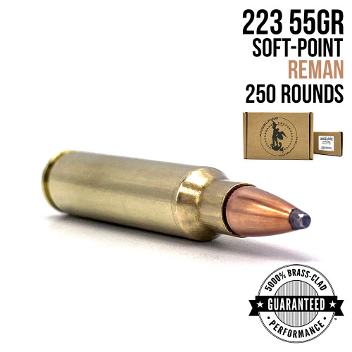 AngelFire .223 Remington 55gr soft point remanufactured ammunition, 250-round quarter case