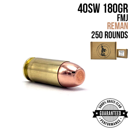 AngelFire 40 S&W 180gr FMJ remanufactured ammunition, 250-round quarter case