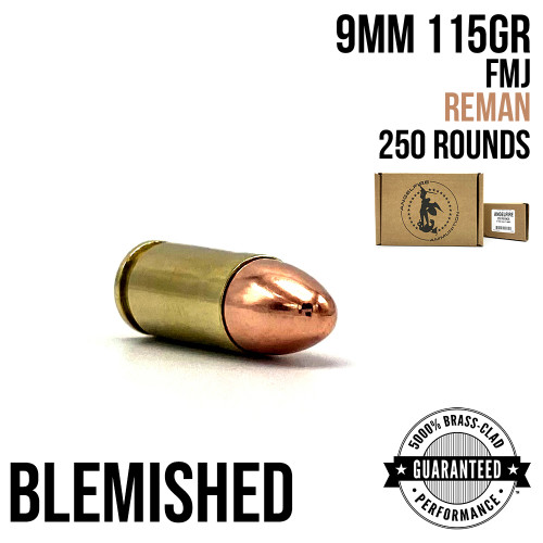AngelFire 9mm Luger 115gr FMJ remanufactured ammunition, 250-round quarter case (blemished)