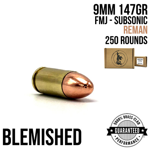 AngelFire 9mm Luger 147gr FMJ remanufactured ammunition, 250-round quarter case (blemished)