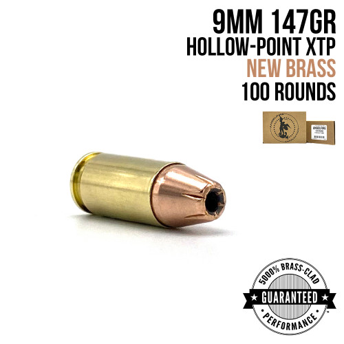 AngelFire 9mm Luger 147gr XTP new brass ammunition, 100-round mini case