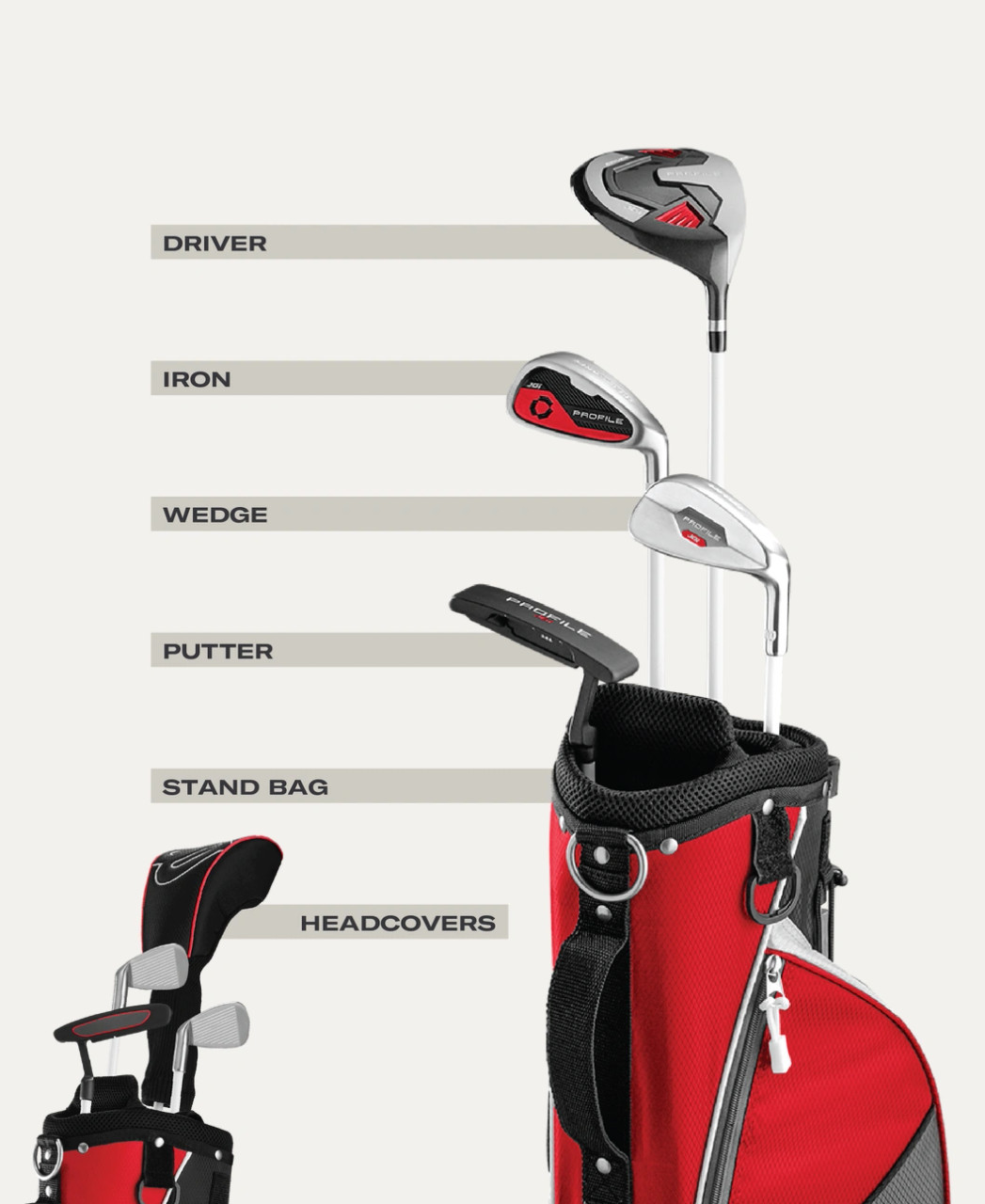 Wilson JGI 4 Club Kids Golf Set Ages 5-8 Red