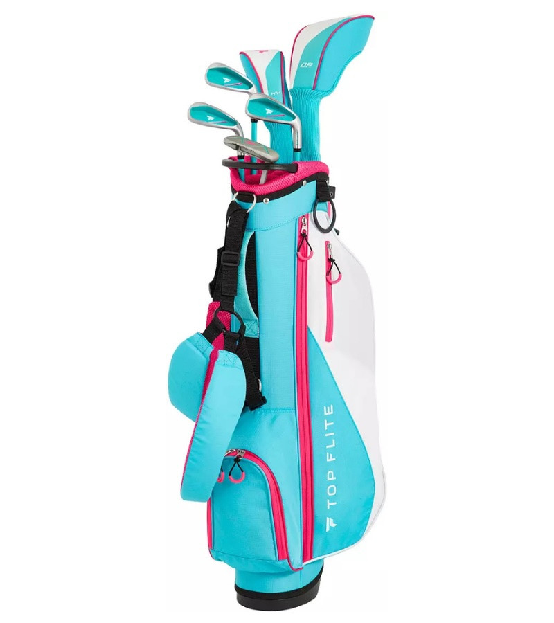 Top Flite 6 Club Girls Golf Set Ages 9-12 Teal Pink