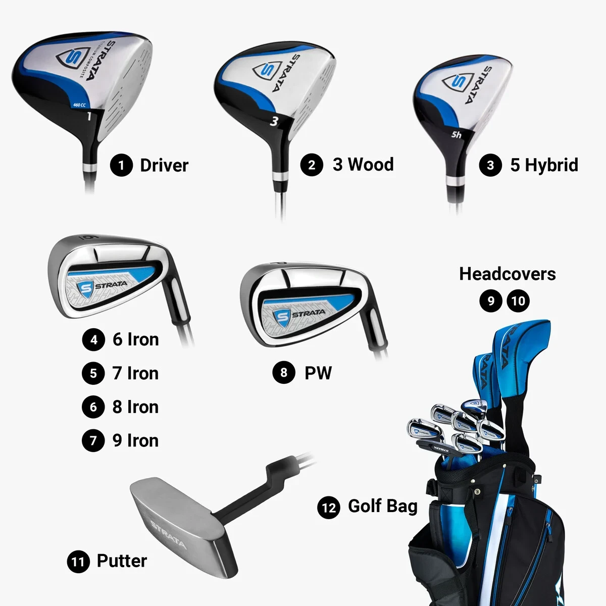 Callaway Strata 9 Club Mens Golf Set with Stand Bag