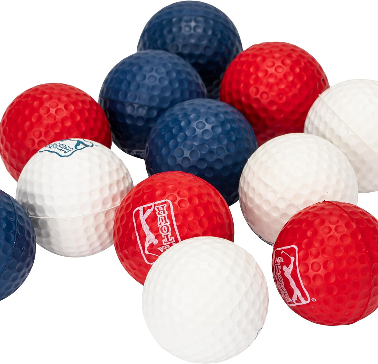 PGA Tour Foam Golf Balls Red White Blue with Carry Bag - Qty 12