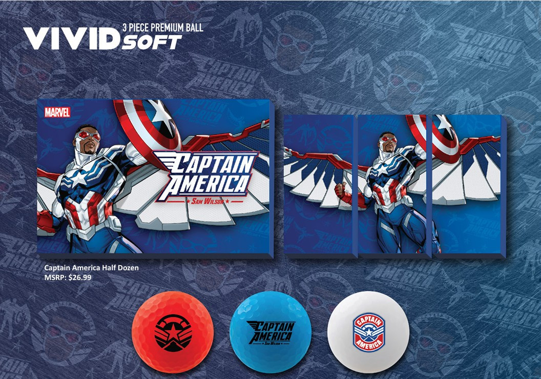 Volvik Officially Licensed Marvel Captain America Golf Balls Half