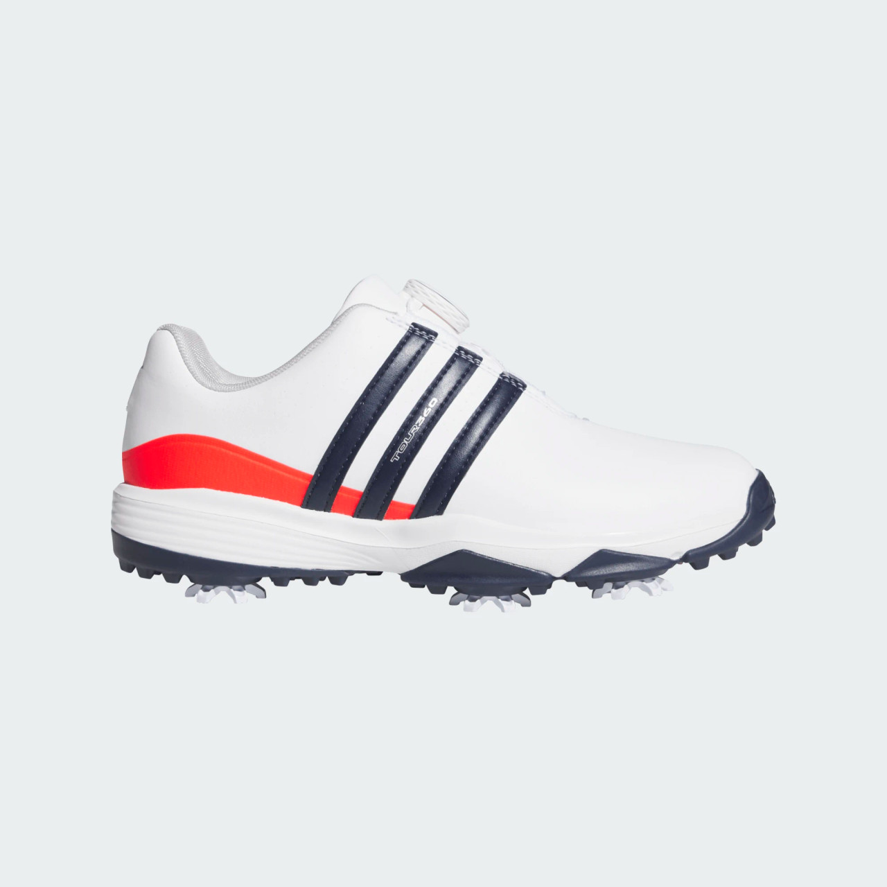 adidas ゴルフシューズ bounce ホワイト/ネイビー/レッド Adidas Tour360 BOA 24 Spiked Kids Golf Shoes - White Blue Red