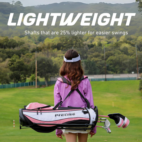 Precise X7 5 Club Girls Golf Set for Ages 6-8 (kids 44-52" tall) Pink