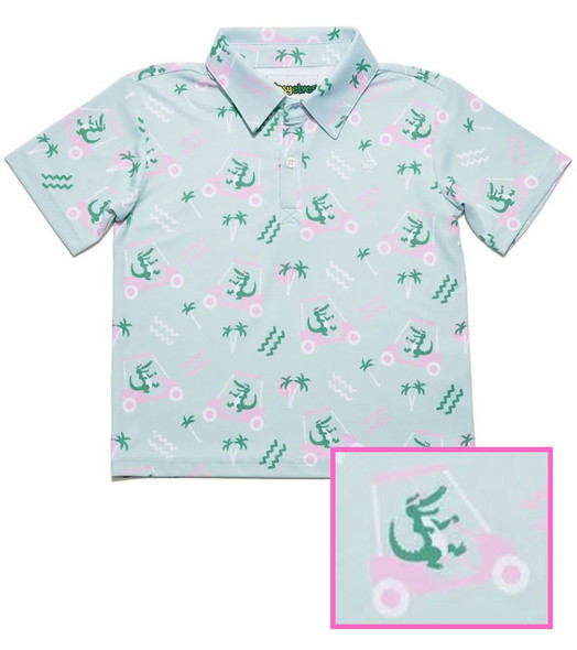 Tipsy Elves Golf Cart Gator Toddler Golf Polo Front