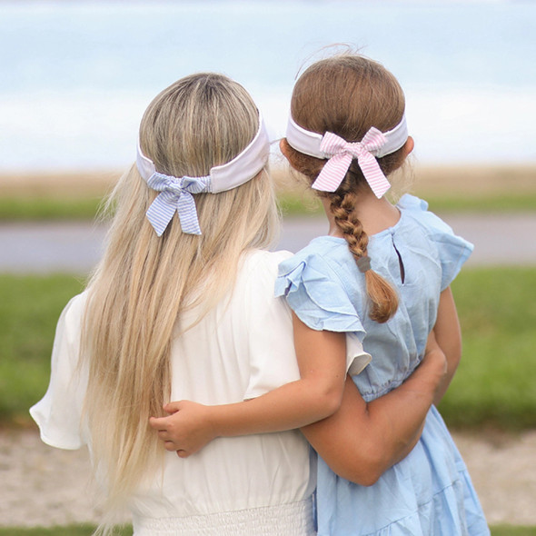 Golf Girls Visor with Seersucker Bow