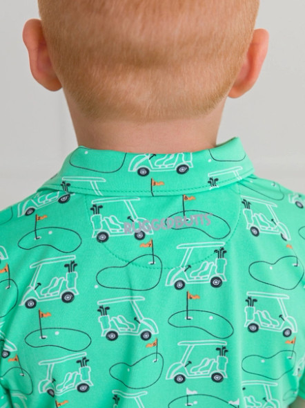 Rugged Butts Little Boys Performance Golf Polo - Golf Greens and Golf Carts