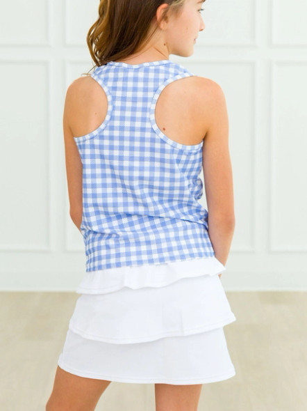 Ruffled Butts Little Girls Tiered Active Skort White - Back