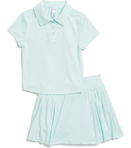 90 Degree by Reflex Girls Golf Outfit with Pleated Skort Ocean