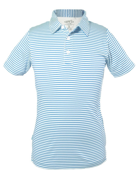 Masters Clubhouse Blue and White Tight Stripe Polo - All Kids Golf
