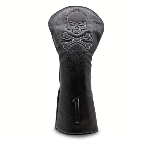 Skull and Crossbones PU Golf Headcovers Black