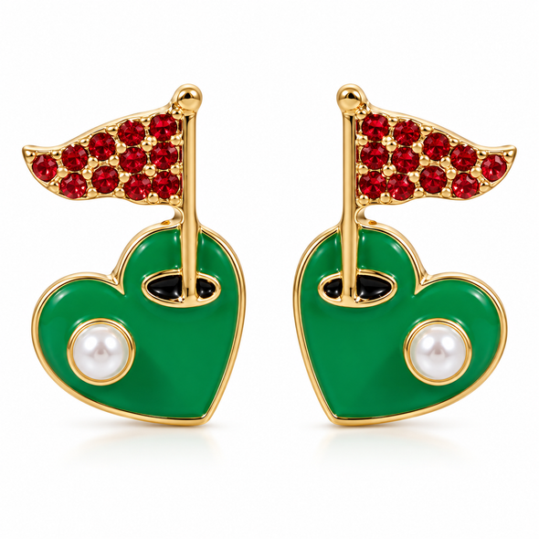 Petite Jeweled Golf Flag Post Earrings