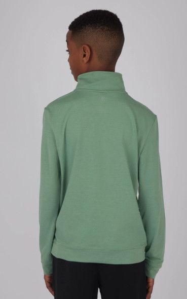 90 Degree by Reflex Boys Lightweight, Supersoft Quarter Zip in Sage Green Backside View