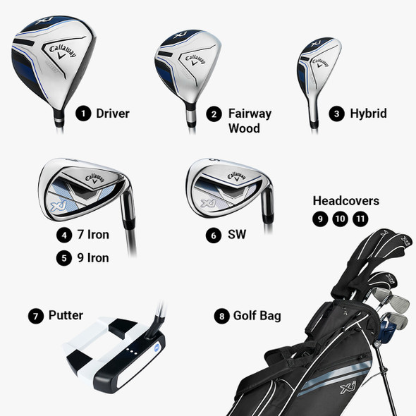 Callaway XJ-3 7 Club Kids Golf Set Ages 9-12 Black