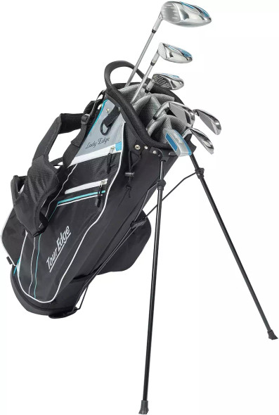 Tour Edge TE-200 Lady Edge 7 Club Womens Petite Golf Set Stand Bag (for girls 60-65" tall) - Silver/Blue