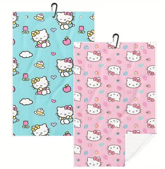 Hello Kitty Golf Towel - Opened - Pink and Light Blue Options