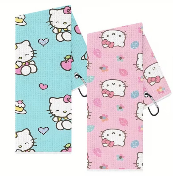 Hello Kitty Golf Towel - Folded - Pink and Light Blue Options