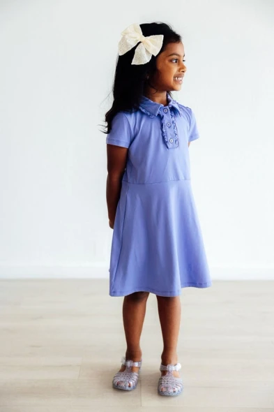Short Sleeve Polo Dress Periwinkle