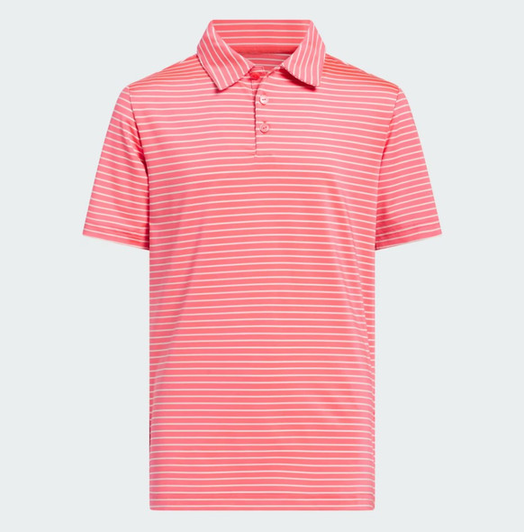 adidas Climacool Striped Boys Golf Polo - Pure Turbo