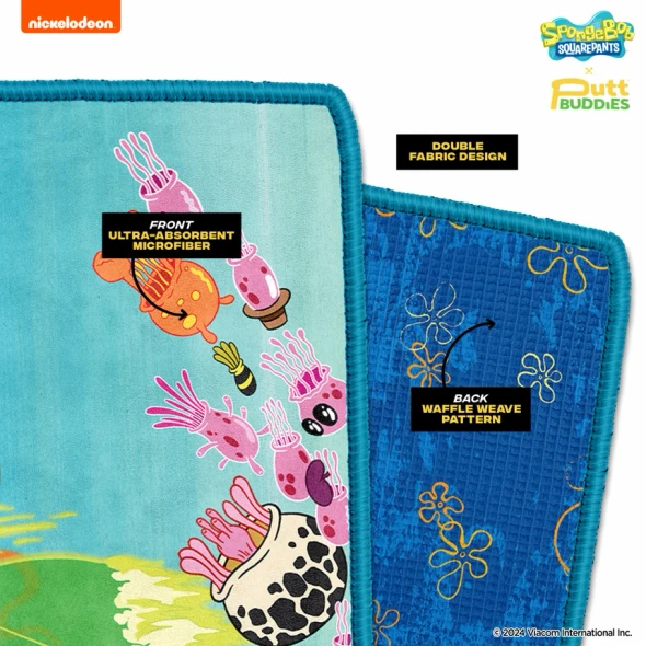 Bikini Bottom Buddies XL Double Sided Golf Towel Dimensions