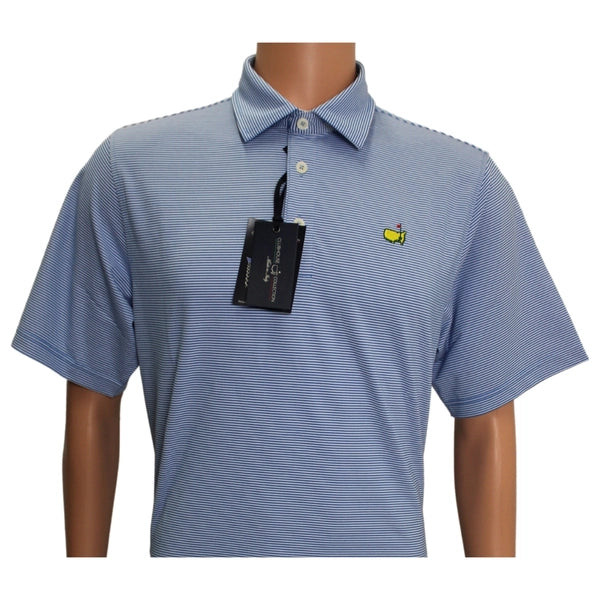 Masters Clubhouse Blue and White Tight Stripe Polo - All Kids Golf