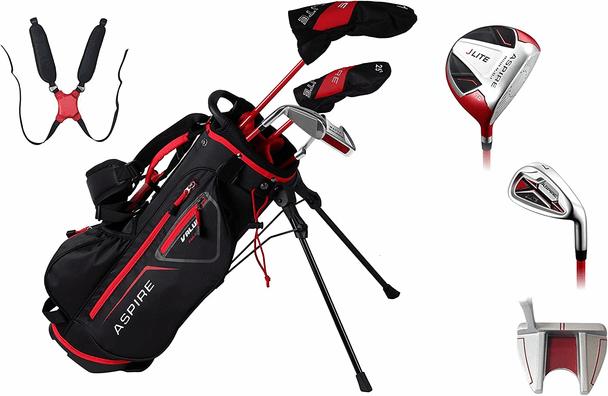 Aspire JLite 4 Club Kids Golf Set for Ages 3-5 (kids 36-44" tall) Red