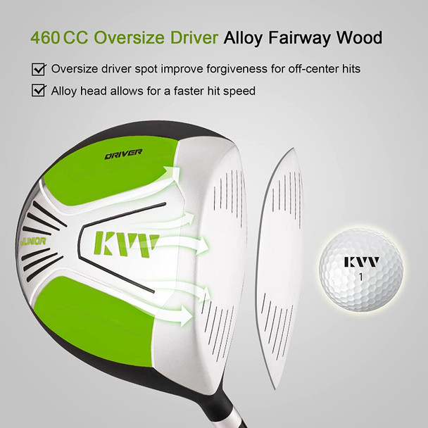 KVV 4 Club Kids Golf Set for Ages 8-10 (52-58 inches) Green