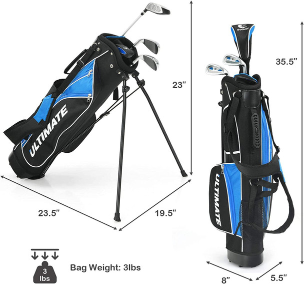 Tangkula Ultimate 4 Club Kids Golf Set for Ages 8-10 (50-57 inches) Blue