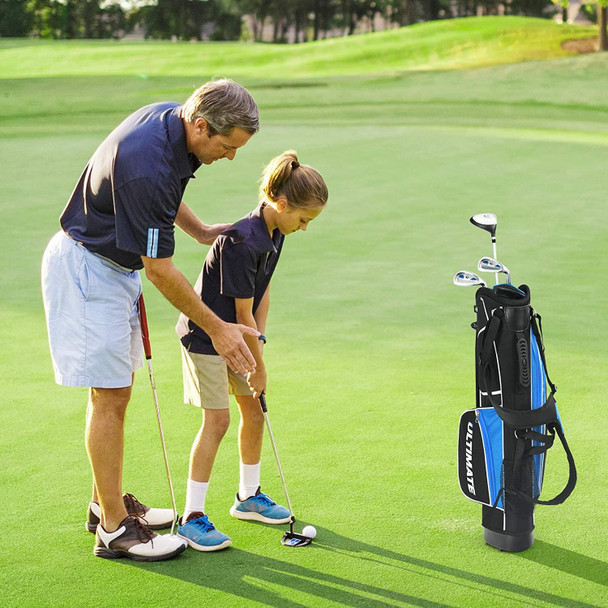 Tangkula Ultimate 4 Club Kids Golf Set for Ages 8-10 (50-57 inches) Blue