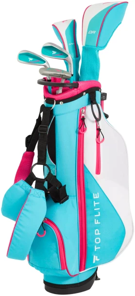 Top Flite 5 Club Girls Golf Set Ages 5-8 Purple (kids 46-52" tall) - Teal Pink