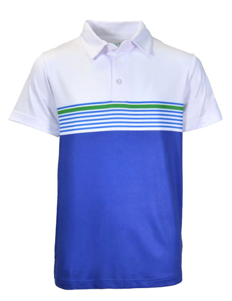 Tripp Youth Golf Polo Blue & White Block