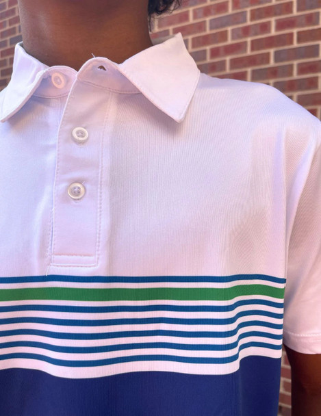Tripp Youth Golf Polo Blue & White Block