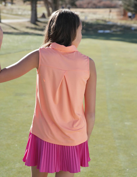 Garb Poppy Youth Girls Sleeveless Golf Polo Orange