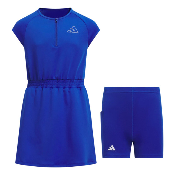 Adidas Aeroready Half-Zip Girls Golf Dress Royal Blue with Under Shorts